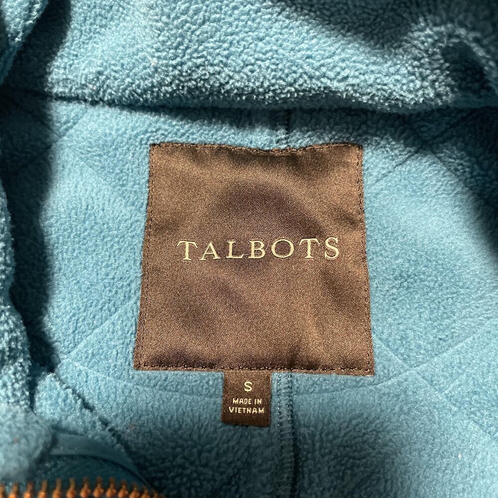 Talbots Vest Womens Small Teal Blue Quilted Zip Front Fleece Lined Pockets - Picture 3 of 7